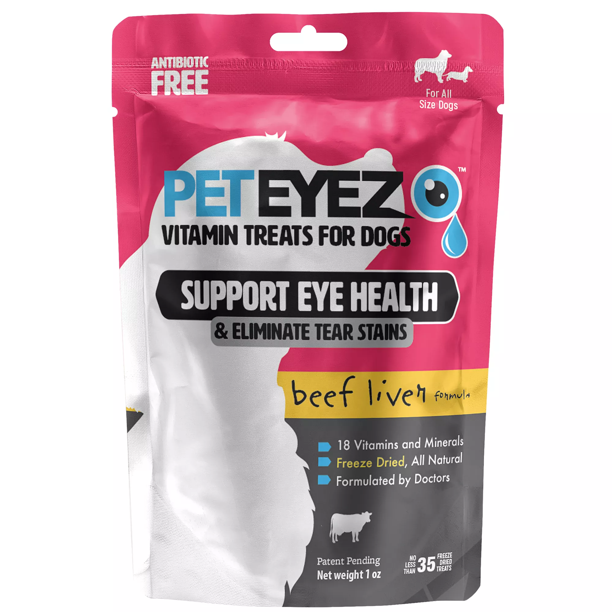 PetEyez Vitamin Treats for Dogs - Beef Liver Flavor, 1 oz