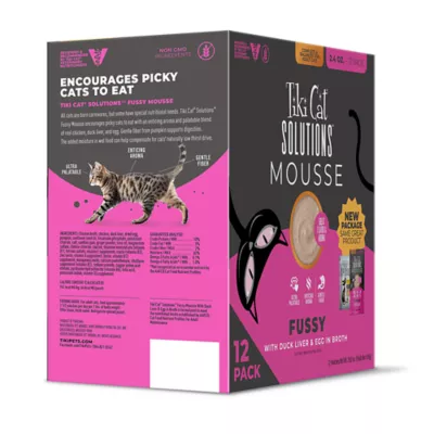 Product Tiki Cat - Adult, Solutions, Mousse, Fussy, Duck Liver & Egg in Broth, 12 CT, 28.8 OZ