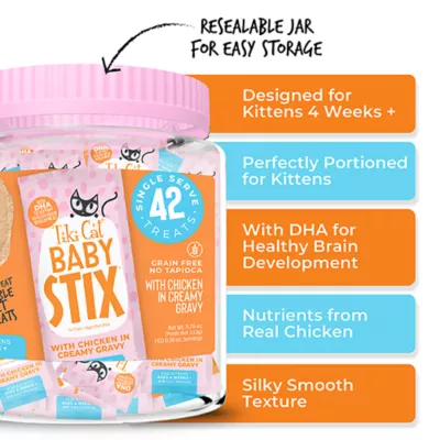 Product Tiki Cat - Kitten, Baby Stix, Chicken in Creamy Gravy, 42 CT, 11.76 OZ