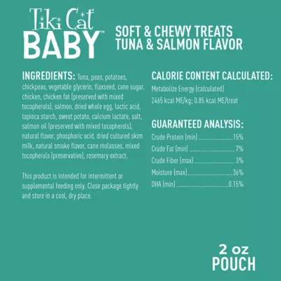 Product Tiki Cat - Kitten, Baby, Treats, Soft & Chewy, Tuna & Salmon, 2 OZ