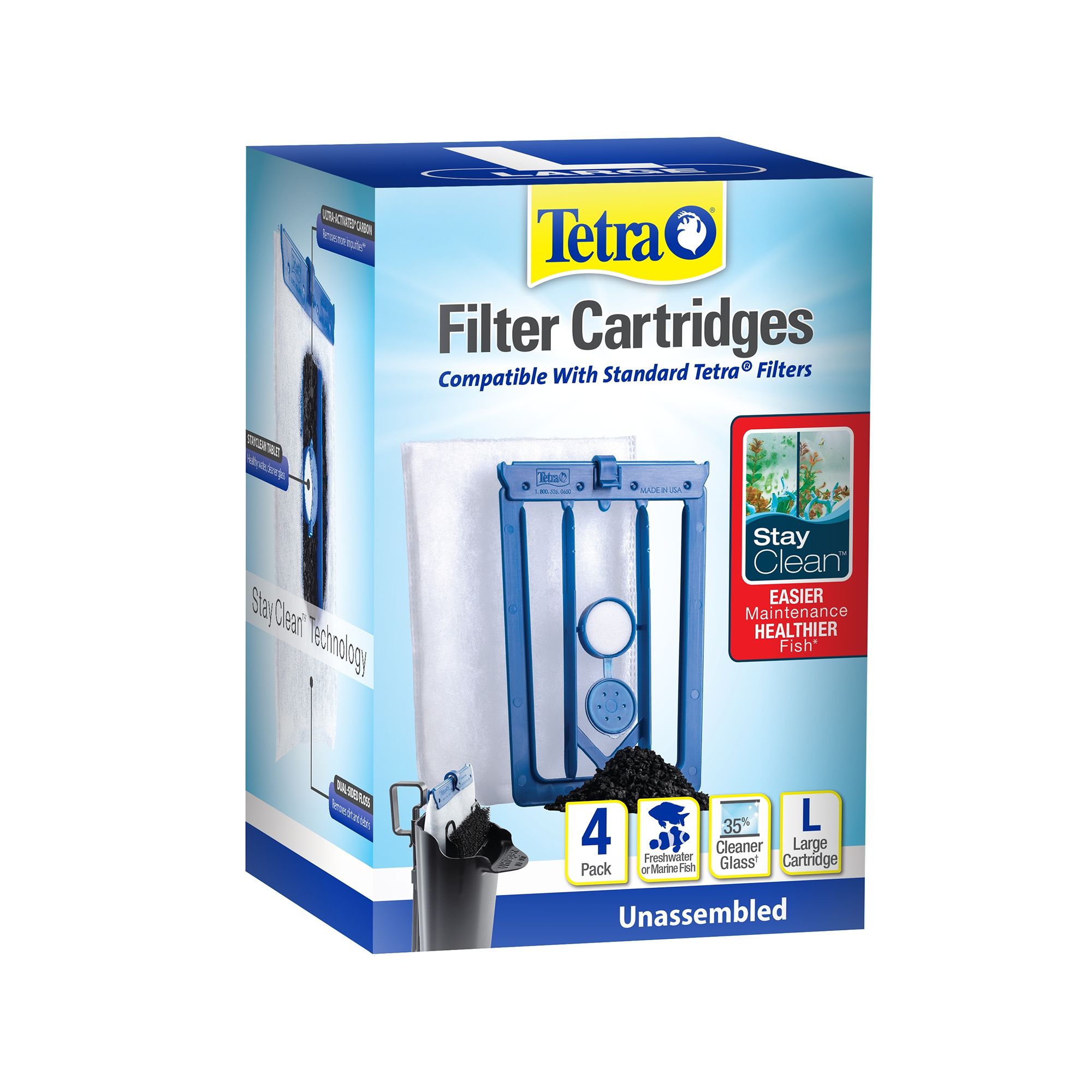 Tetra Replacement Filters Large 4 ct for Fish Tank Filtration