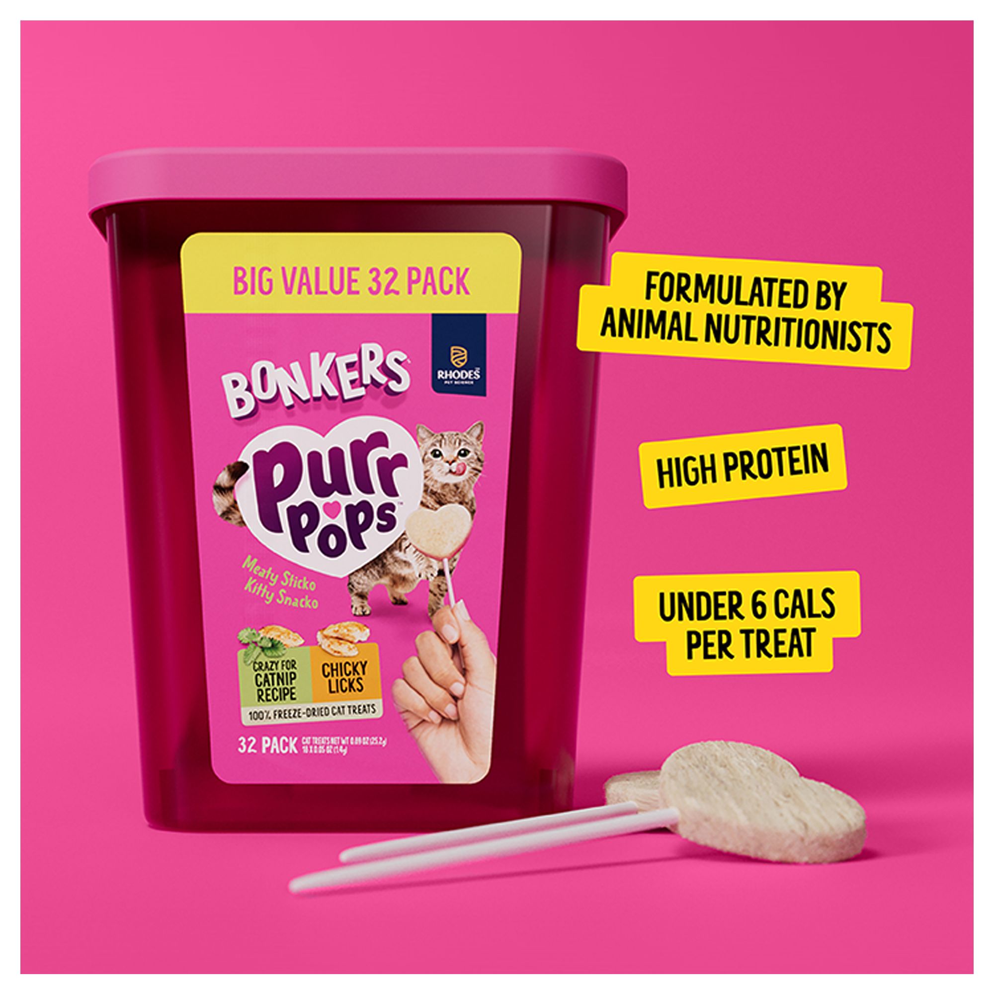 Bonkers Purr Pops Lickable Cat Treats - Variety Pack, Catnip & Chicken