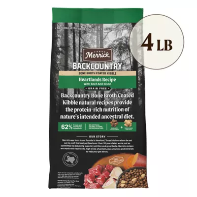 Product Merrick Backcountry Bone Broth Coated Kibble Adult Dog Dry Food - Grain Free, Beef & Bison