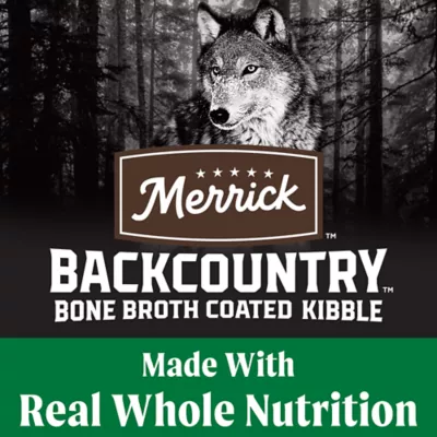 Product Merrick Backcountry Bone Broth Coated Kibble Adult Dog Dry Food - Grain Free, Beef & Bison