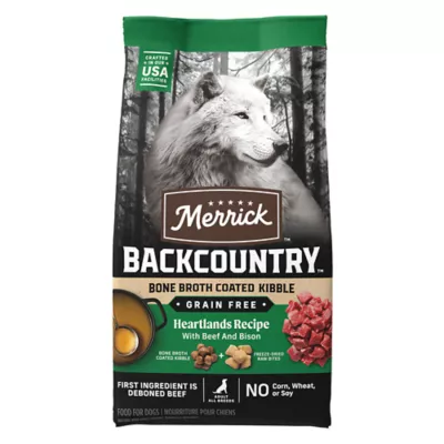 Product Merrick Backcountry Bone Broth Coated Kibble Adult Dog Dry Food - Grain Free, Beef & Bison