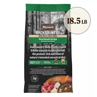 Product Merrick Backcountry Bone Broth Coated Kibble Adult Dog Dry Food - Grain Free, Beef & Bison
