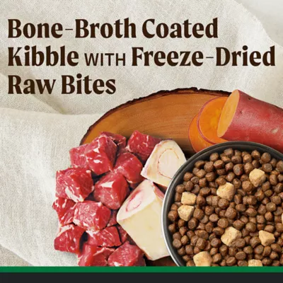 Product Merrick Backcountry Bone Broth Coated Kibble Adult Dog Dry Food - Grain Free, Beef & Bison