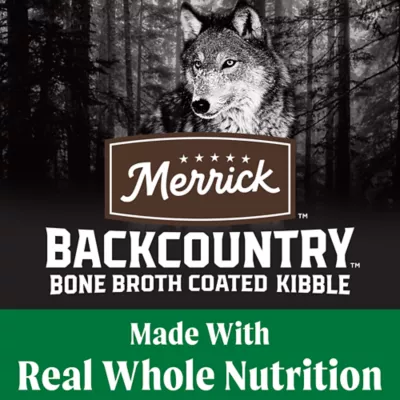 Product Merrick Backcountry Bone Broth Coated Kibble Adult Dog Dry Food - Grain Free, Beef & Bison