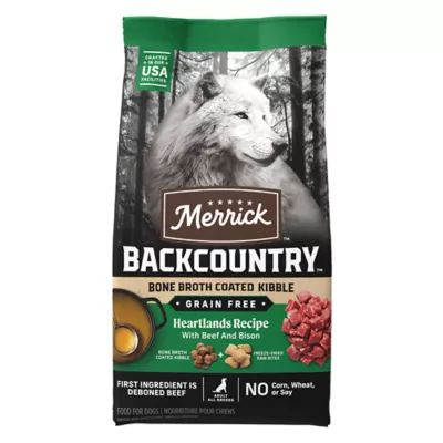 Product Merrick Backcountry Bone Broth Coated Kibble Adult Dog Dry Food - Grain Free, Beef & Bison