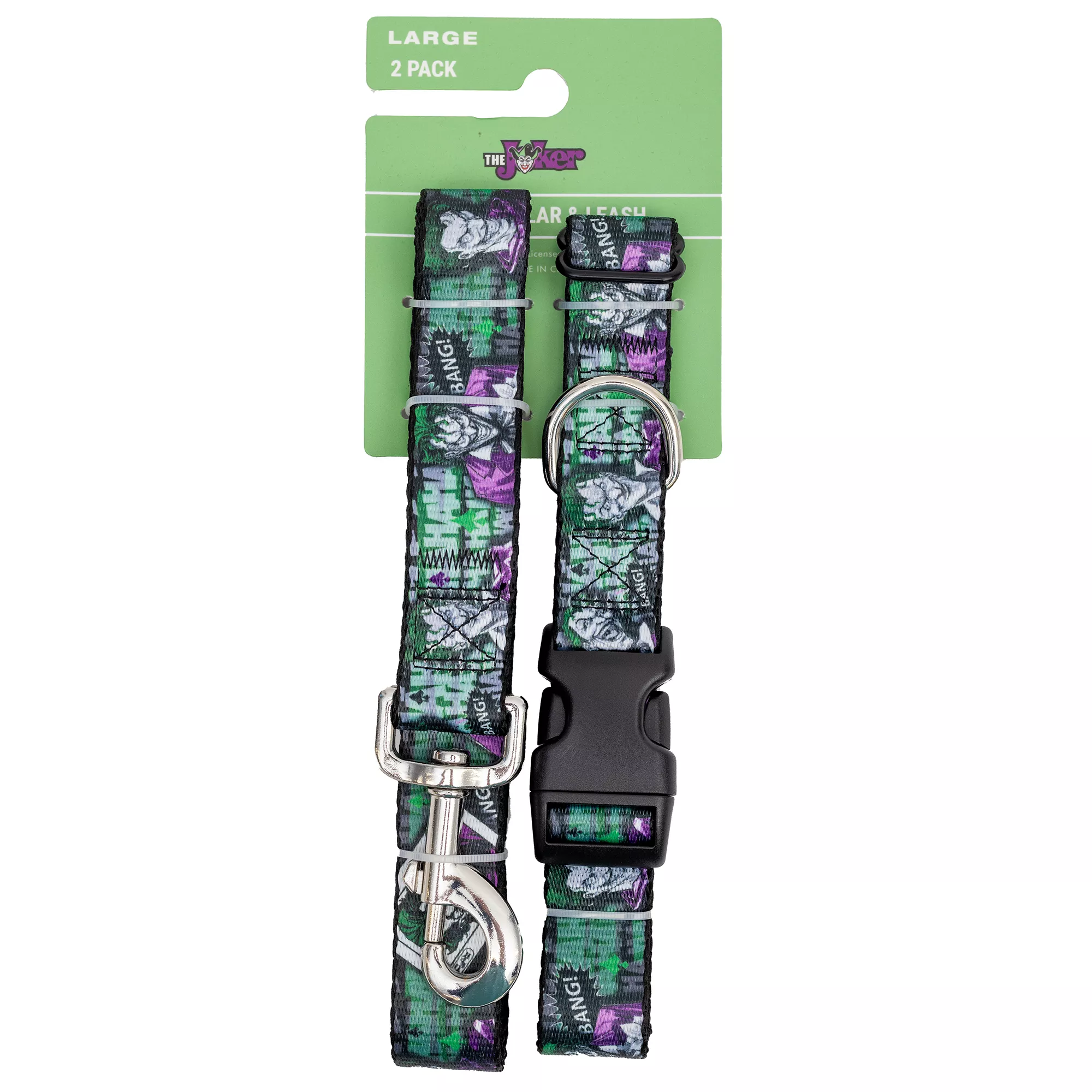 Buckle-Down Joker Dog Collar and Leash Set