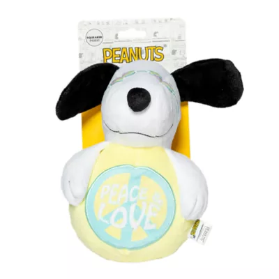 Product Snoopy "PEACE & LOVE Plush Crinkle Squeaker Ball Dog Toy