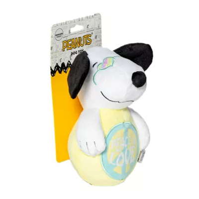 Product Snoopy "PEACE & LOVE Plush Crinkle Squeaker Ball Dog Toy