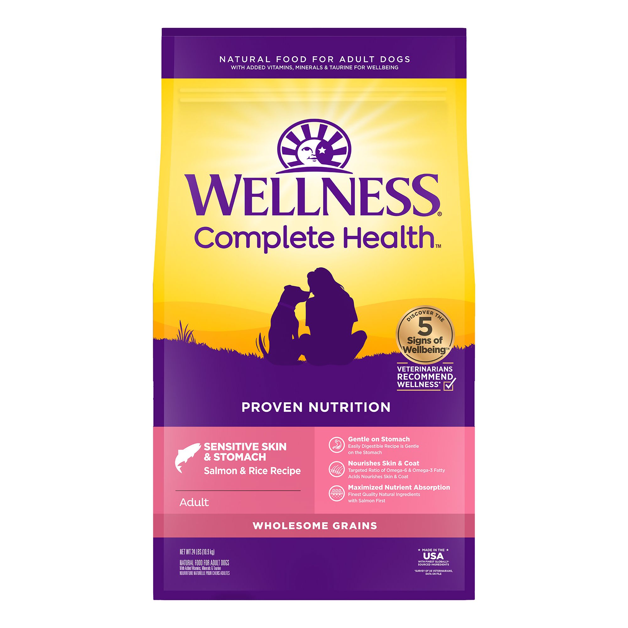 Wellness Complete Health Sensitive Skin & Stomach Adult Dry Dog Food - Salmon & Rice