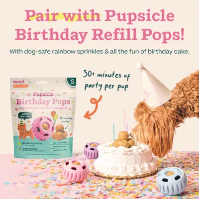 Product Woof Birthday Pupsicle Treat Dispensing Dog Toy