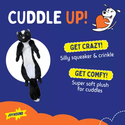 Product Joyhound Crazy Comfy Flattie Skunk Squeaker Crinkle Plush Dog Toy