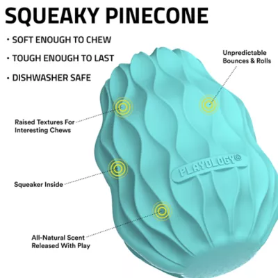 Product Playology Squeaker Pinecone Peanut Butter Scent Chew Dog Toy