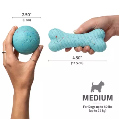Playology Squeaker Chew Ball Peanut Butter Scent Dog Toy 3-Pack - Image 7