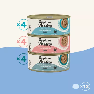 Product Applaws Cat - Adult, Wet Food, Vitality, Pate, Fish Selection, Variety Pack, 12 CT, 66 OZ