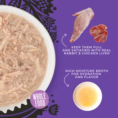 Product Tiki Cat - Adult, Wet Food, After Dark, Shreds, Rabbit & Chicken Liver, In Broth, 3 OZ