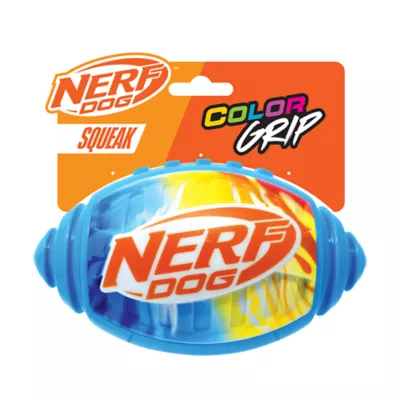 Product Nerf Color Grip Squeaker Football Dog Toy