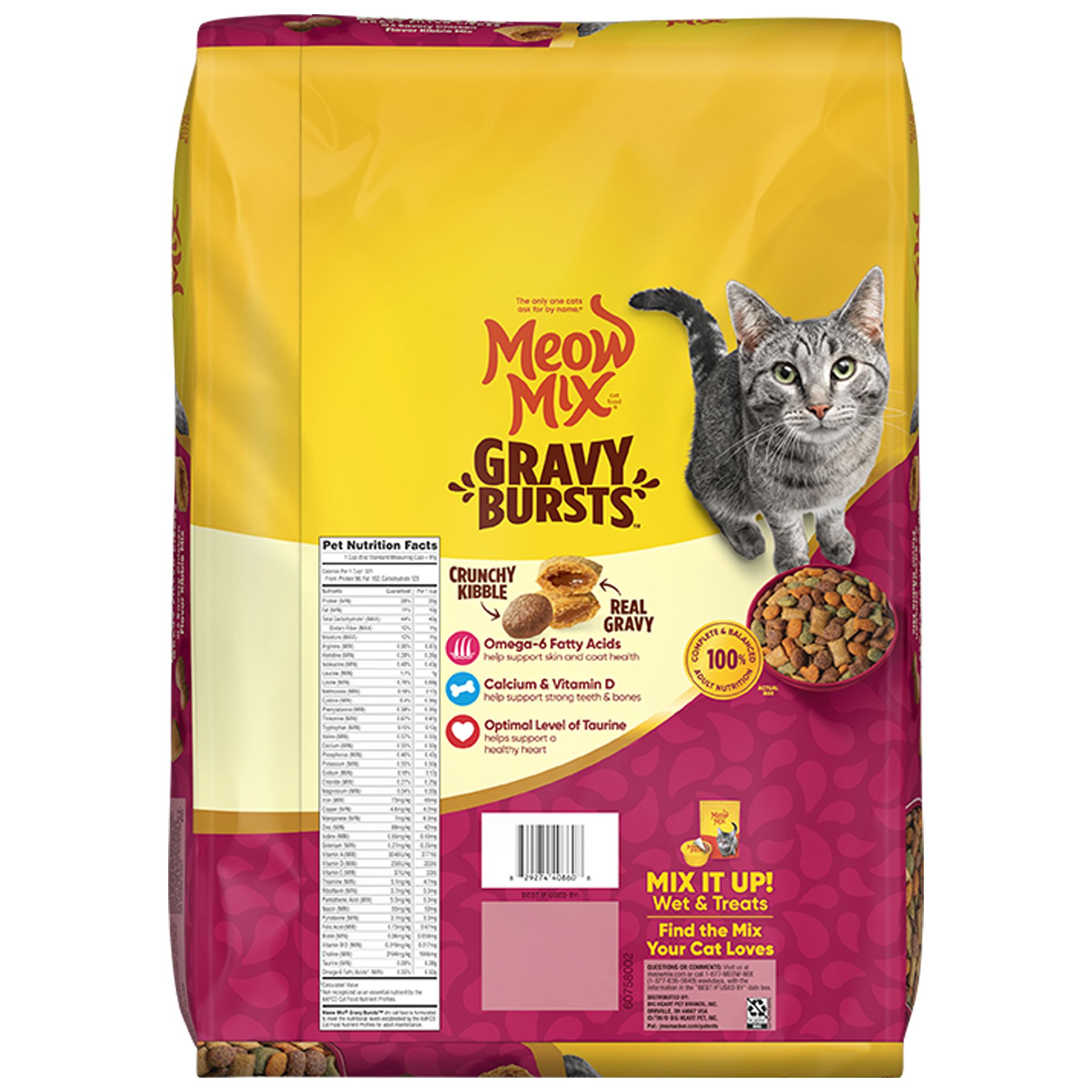 Meow Mix Cat - Adult, Dry Food, Gravy Bursts