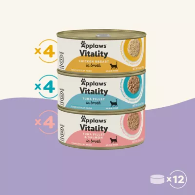 Product Applaws Cat - Adult, Wet Food, Vitality, In Broth, Variety Pack, 12 CT, 66 OZ