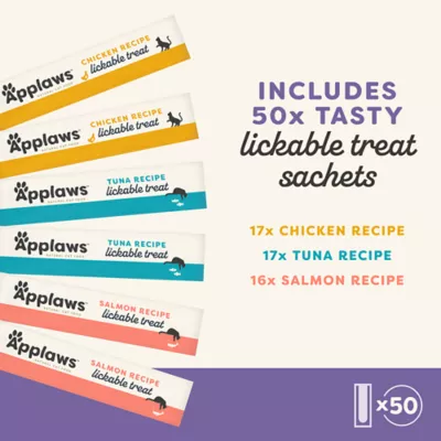 Product Applaws Cat - Lickable Treat, Variety Pack, 50 CT, 25 OZ