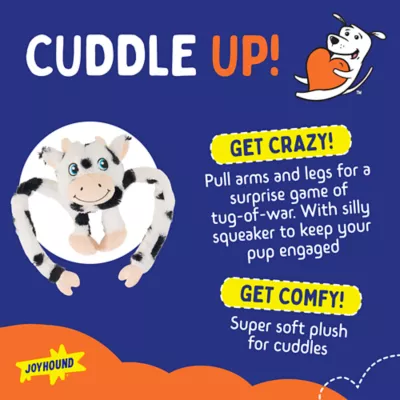 Product Joyhound Crazy Comfy Cow Squeaker Tug Plush Dog Toy