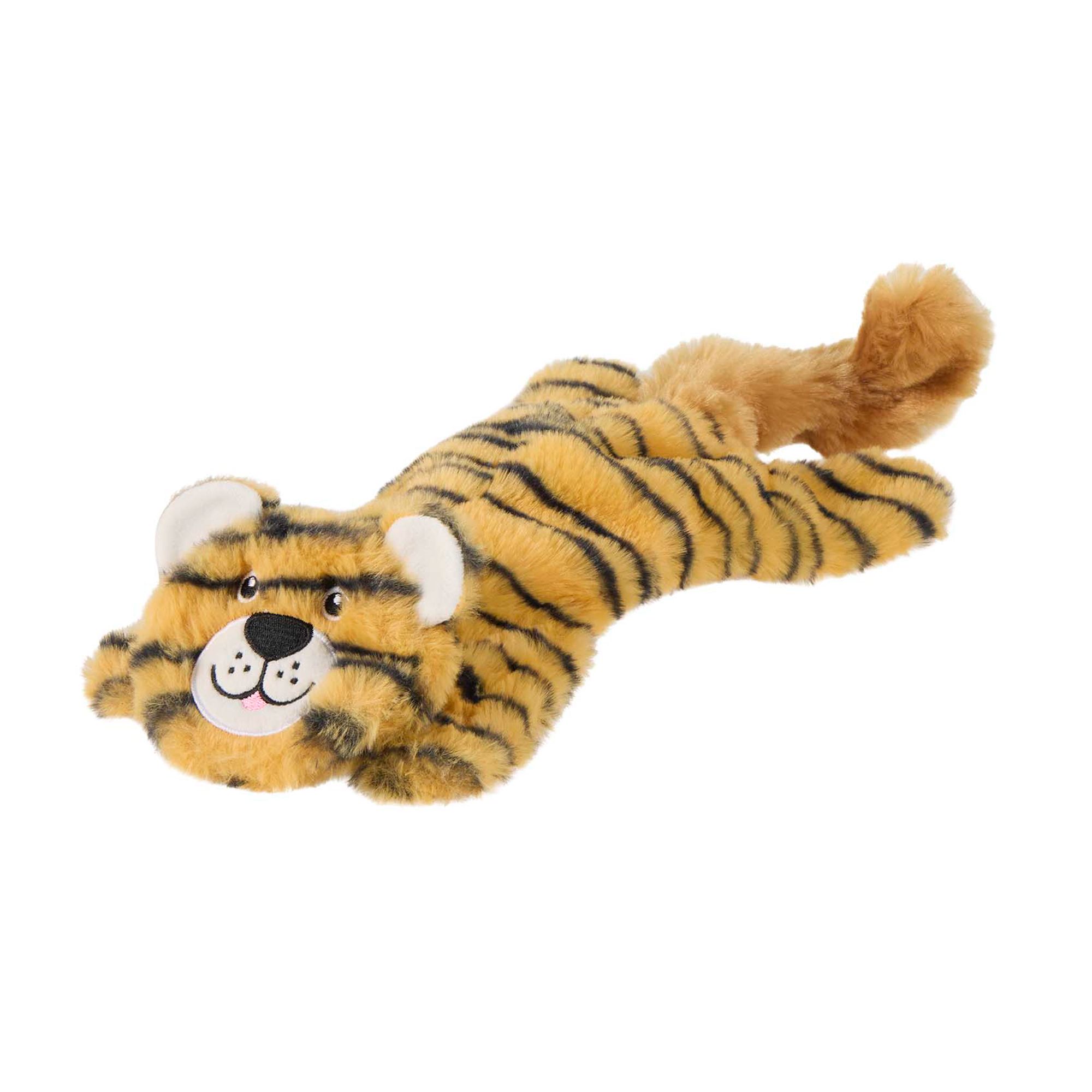 もふもふ Joyhound® Crazy Comfy Flattie Tiger Squeaker Crinkle Plush Dog Toy
