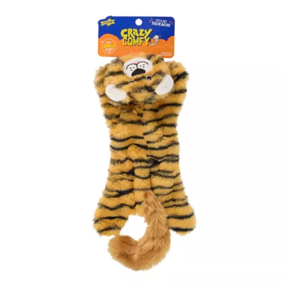 Product Joyhound Crazy Comfy Flattie Tiger Squeaker Crinkle Plush Dog Toy