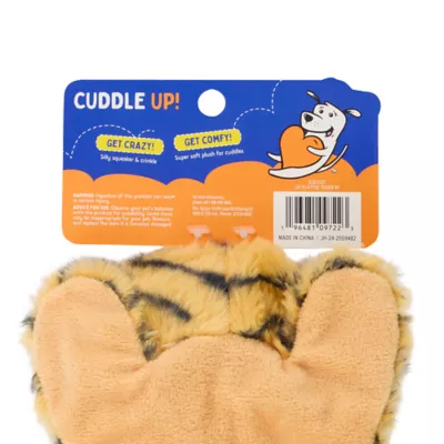 Product Joyhound Crazy Comfy Flattie Tiger Squeaker Crinkle Plush Dog Toy