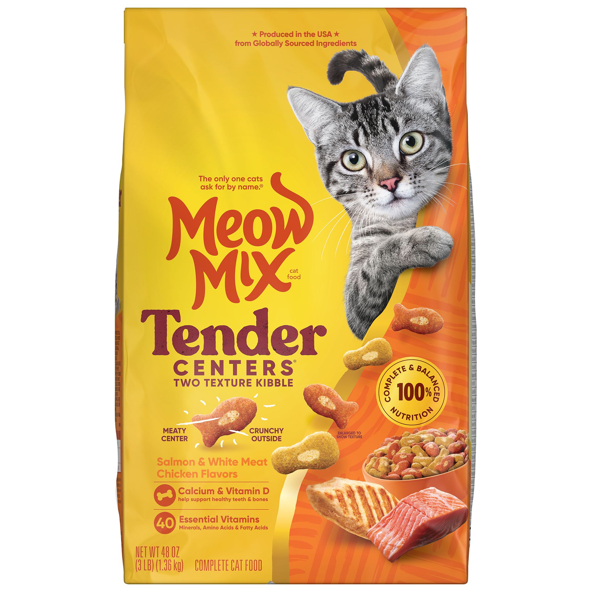 Meow Mix Tender Centers Dry Cat Food All Ages - Salmon, Chicken