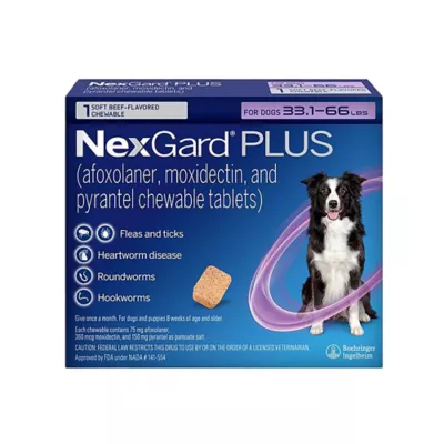 Product NexGard Plus Chewable Tablets for Dogs - 33.1-66 lbs, Purple Box
