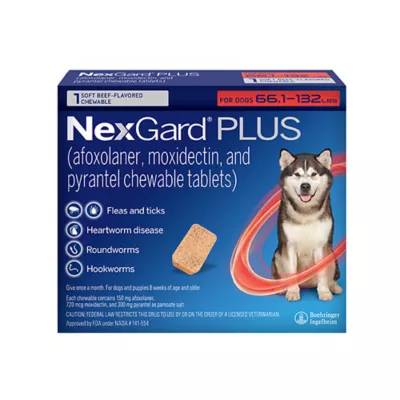 Product NexGard Plus Chewable Tablets for Dogs - 66.1-132 lbs, Red Box