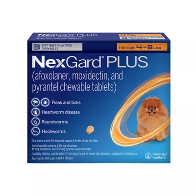 Product NexGard Plus Chewable Tablets for Dogs - 4-8 lbs, Orange Box