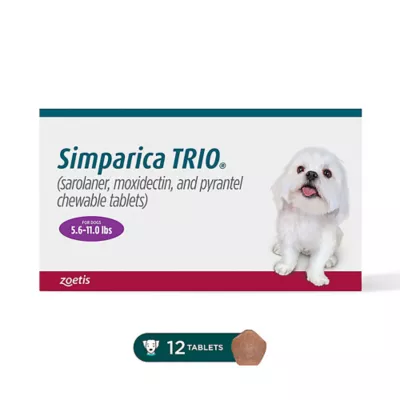 Product Simparica Trio Chewable Tablets for Dogs - 5.6-11 lbs, Purple Box