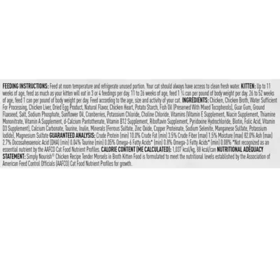 Product Simply Nourish Kitten Wet Food - Tender Moursels in Broth, 3 Oz