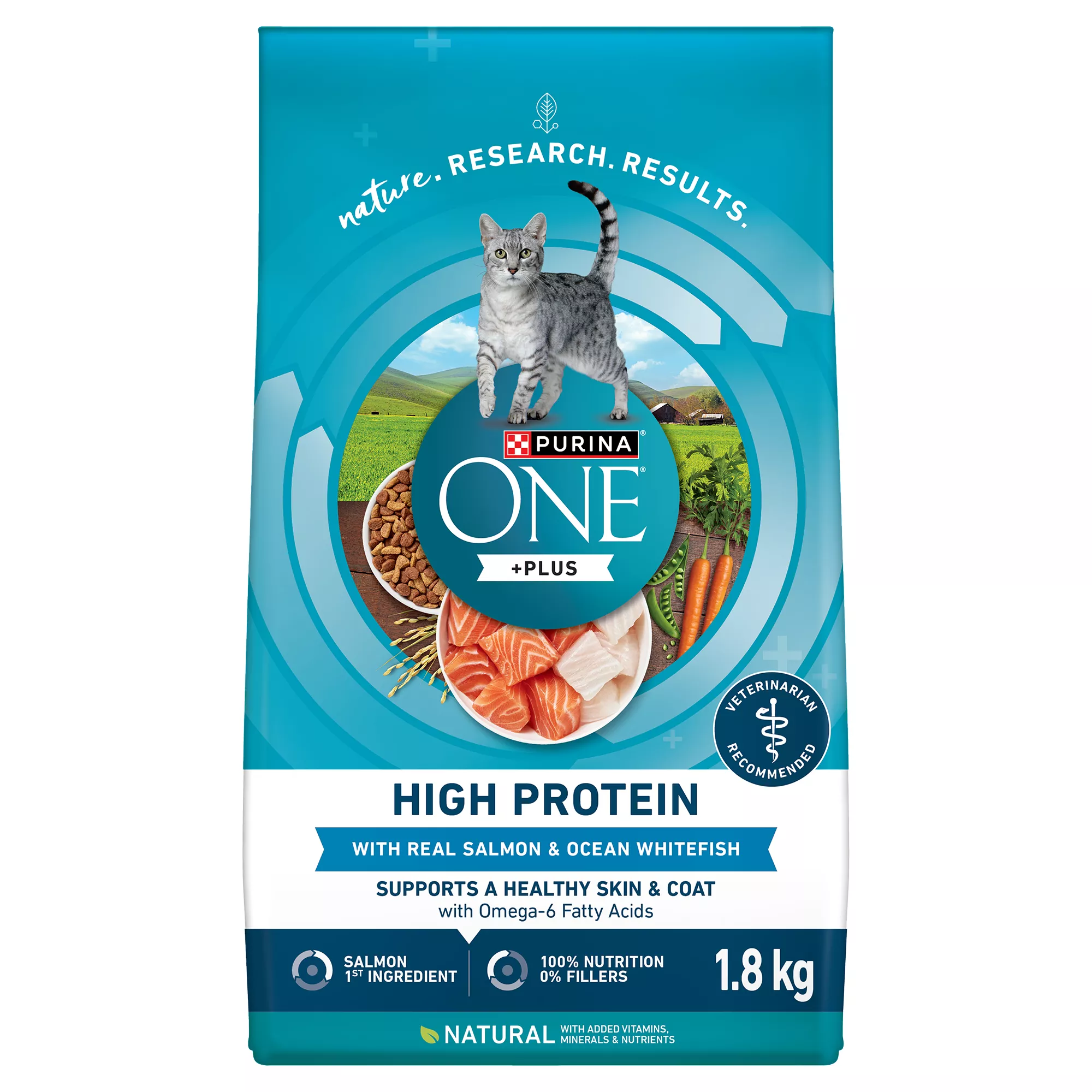 Purina ONE Dry Cat Food +Plus Tailored Formulas - Salmon and Ocean Whitefish, 1.8 kg