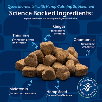 Product NaturVet Quiet Moments with Hemp Seed Calming Supplements for Dogs, Bacon and Chicken Flavor, 60 Ct