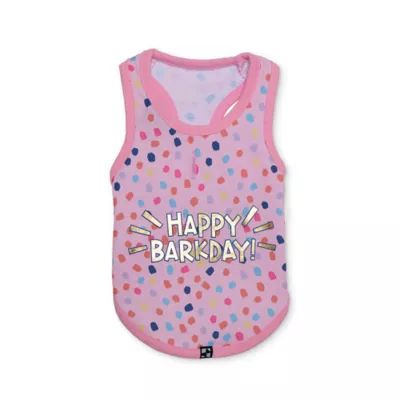 Product Hotel Doggy Birthday Theme "Happy Barkday" Dog Tank Top - Pink