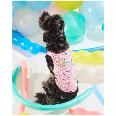 Product Hotel Doggy Birthday Theme "Happy Barkday" Dog Tank Top - Pink