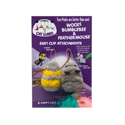 Product Cat Lures Wooly Bumble Bee & Wooly Mouse Attachement Cat Toy, 2 PK