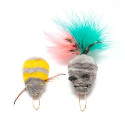 Product Cat Lures Wooly Bumble Bee & Wooly Mouse Attachement Cat Toy, 2 PK