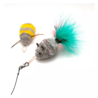 Product Cat Lures Wooly Bumble Bee & Wooly Mouse Attachement Cat Toy, 2 PK