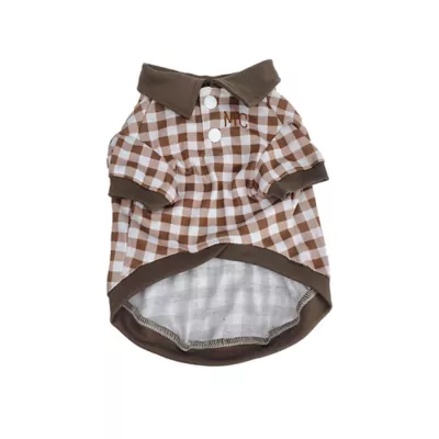 Max's Closet Brown Check Dog Polo - Image 1