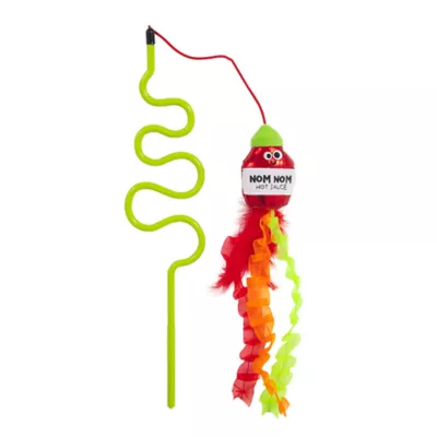 Product Mad Cat® Nom Nom Hot Sauce with Catnip + Silverline Wand Cat Toy