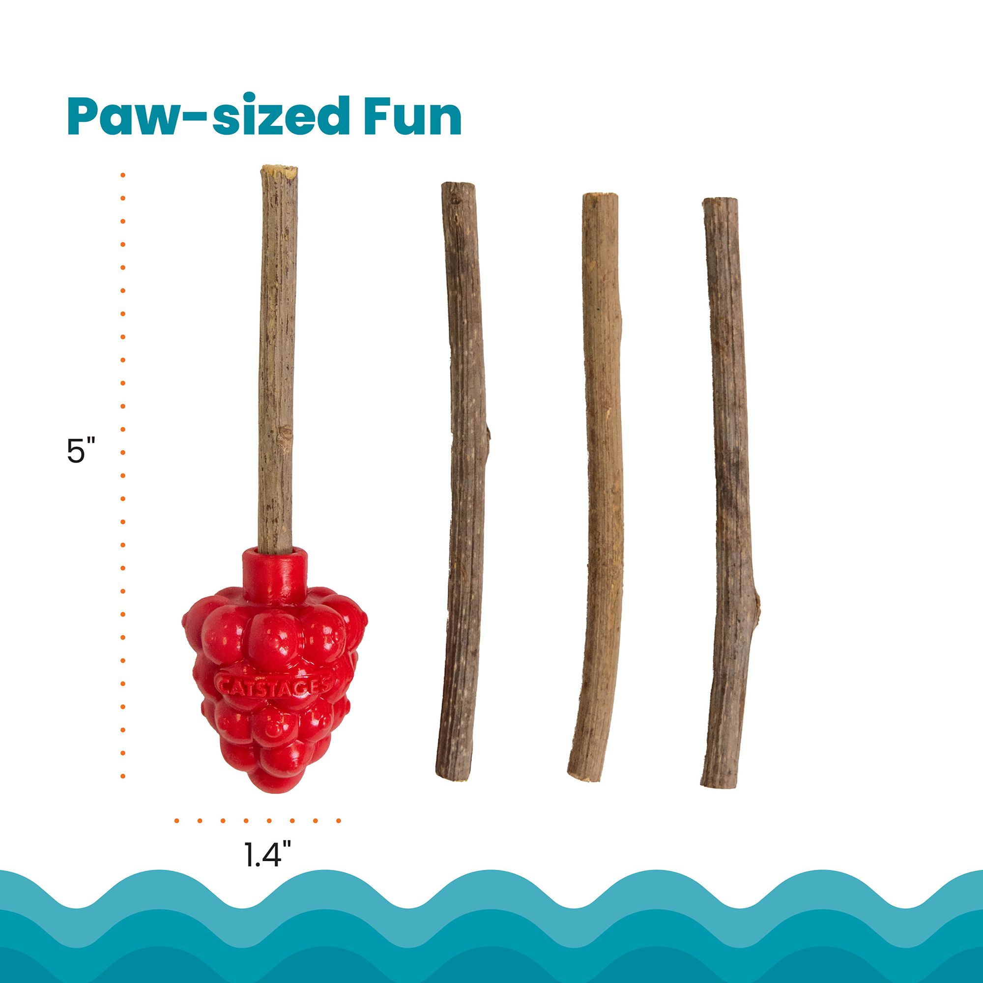 Catstages Dental Raspberry Teether with Silvervine Sticks Cat Toy - thumbnail 5