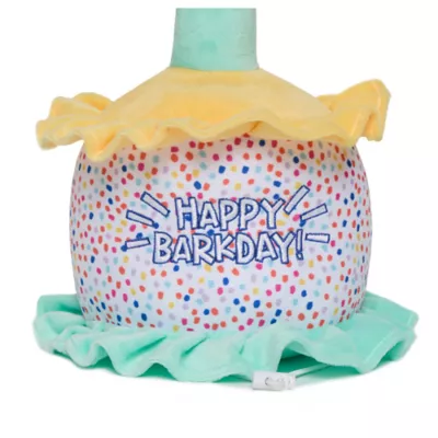 Product Hotel Doggy Birthday Theme Plush "Happy Barkday" Cake Hat For Dogs