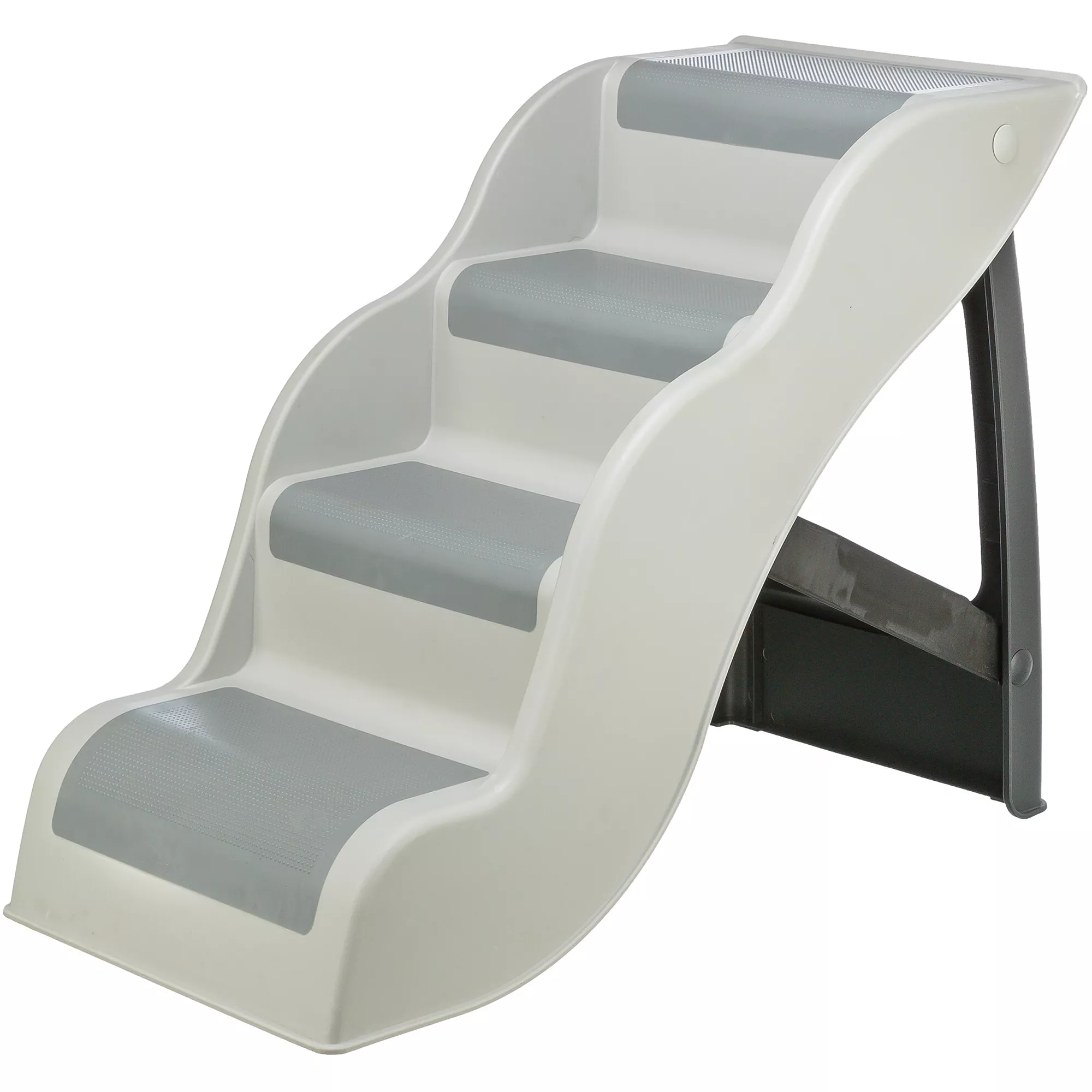 TRIXIE 4-Step Pet Stairs, Lightweight and Collapsible Steps Ideal for Dogs & Cats, Gray