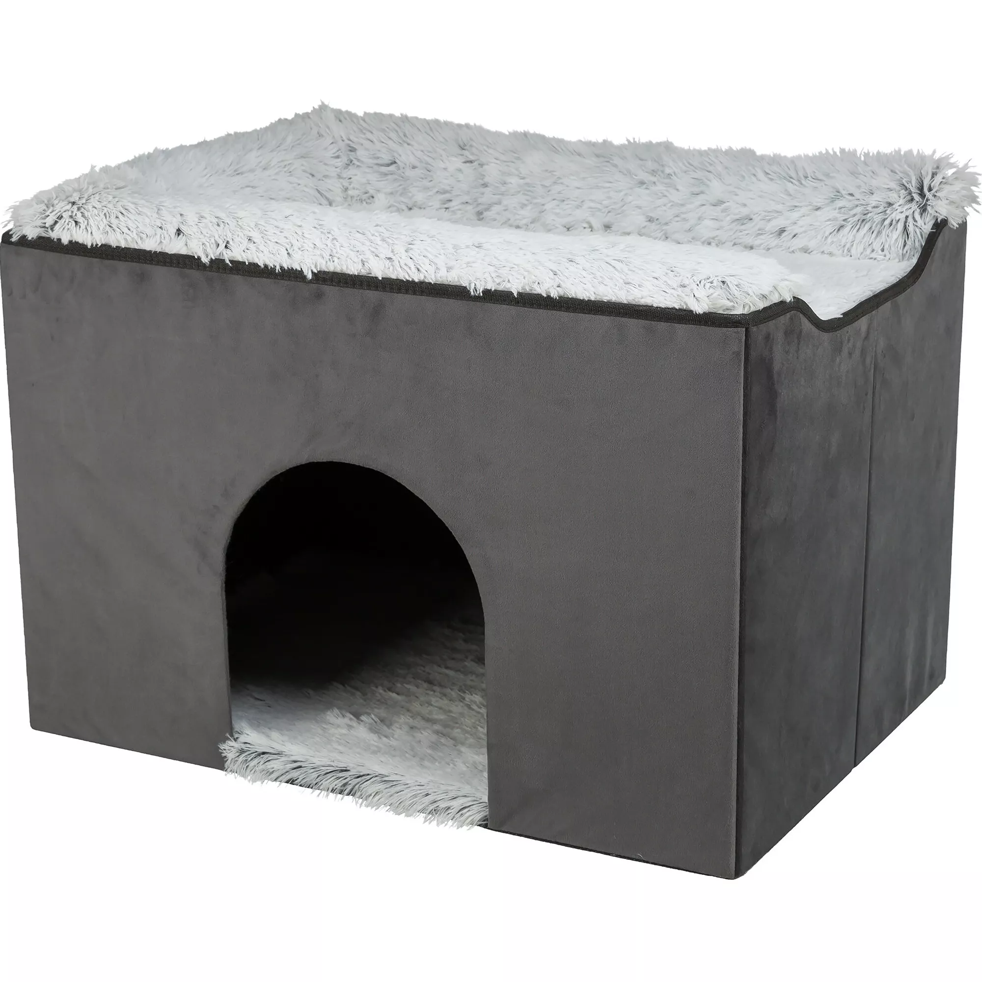 TRIXIE Harvey Velvety Indoor Condo, Foldable Hideaway, for Cats and Small Dogs, Gray